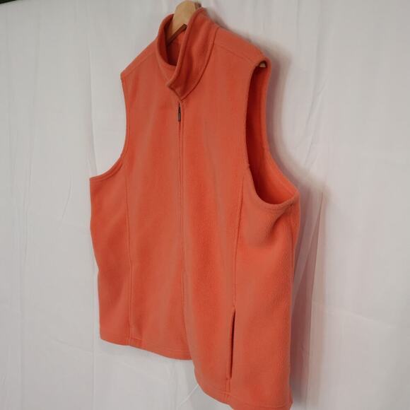 LL Bean Lycra Spandex Flannel Vest Size 2X Zip Front Two front pockets Pumpkin - Picture 9 of 16